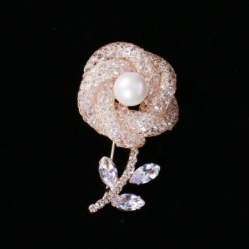 Pearl Hollow Flower Brooch Women's All-match Suit Cardigan Corsage