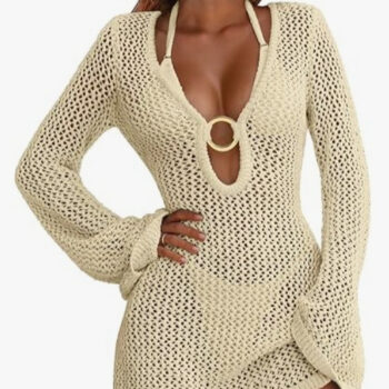 Mesh Swimsuit With Holey Dress Resort Swimsuit